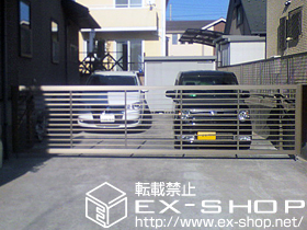 のカーゲート スウィングアップゲートワイド 横格子型 電動式 施工例