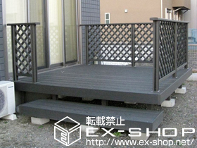 のウッドデッキ リコステージII 単体＋デッキフェンス　フラットラチスパネル密目 施工例