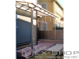 のテラス屋根 パワーアルファ L型 テラスタイプ 単体 積雪〜30?対応＋吊り下げ物干し ワイド 2本入 施工例