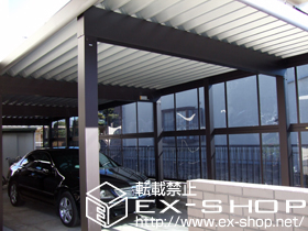 のカーポート ジーポートneo Aタイプ 縦連棟 積雪〜100cm対応＋台形枠付サイドパネル 平板タイプ 3段仕様 施工例