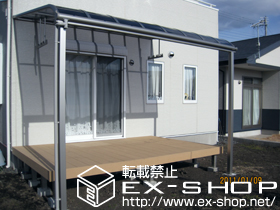 のテラス屋根 ヴェクターテラス R型 テラスタイプ 単体 積雪〜20cm対応＋吊り下げ物干し　標準　2本入 施工例