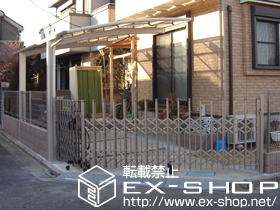 のカーゲート トリップゲート ペットガード型 ノンレール 両開き角地用 施工例