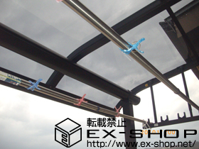 のバルコニー・ベランダ屋根 プレシオステラス R型 単体 屋根タイプ 積雪〜20cm対応＋吊下げ式物干し 標準 2本入×2セット 施工例