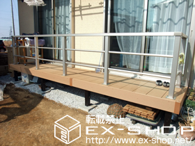 のウッドデッキ リウッドデッキ200＋シンプルモダンデッキフェンス2型＋ステップ4型Sタイプ2段×1 施工例