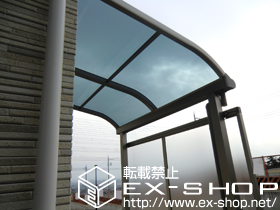 のテラス屋根 プレシオステラスII R型 テラスタイプ 単体 積雪〜20cm対応＋前面パネル 施工例