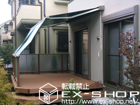 のウッドデッキ リコステージII 単体＋デッキフェンス プライバシーパネル 施工例