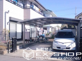 のカーポート カーブポートシグマIII ワイド　積雪〜20cm対応＋収納式物干し　標準タイプ　2本入り 施工例