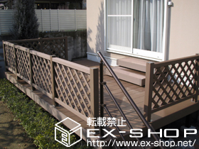 のウッドデッキ リウッドデッキ 200 単体＋リウッドデッキフェンス2型（ラチス格子）＋パルトナーUDフェンス2型 施工例