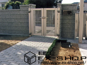 の門扉 エクスライン門扉 13型 両開き 門柱使用 施工例