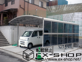 のカーポート プレシオスポート ワイド　積雪〜20cm対応＋サイドパネル　51-17H　2段用　 施工例