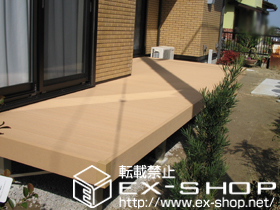 のウッドデッキ リウッドデッキII 連棟+リウッドステップ4型Lタイプ（3段） 施工例