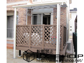 のウッドデッキ リウッドデッキII 単体 標準タイプ＋リウッドデッキフェンス2型 ラチス格子 施工例