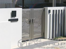 の門扉 プリレオR3型門扉　両開き　柱仕様 施工例