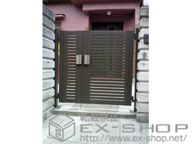 の門扉 シャレオＲ3型 親子開き[門柱仕様]+エクスポスト箱型タイプ U-1型 施工例