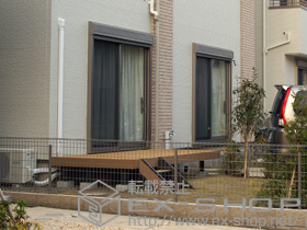 のウッドデッキ リコステージII 単体+ステップ 2段 施工例