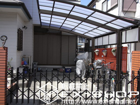 のカーポート カーブポートシグマIII 積雪〜20cm対応＋サイドパネル 50タイプ用 H500＋着脱式サポート ロング23柱用 1本入り×2 施工例