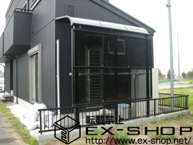 のテラス屋根 ライザーテラスII R型 テラスタイプ 単体 積雪〜20cm対応+ライザーテラスII 前面スクリーン2段 施工例