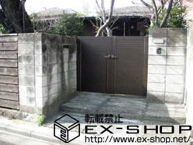 の門扉 エクスライン門扉7型 両開き 門柱仕様 施工例