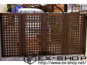 の門扉 エクスライン門扉10型 4枚折戸仕様 内開き 柱使用タイプ 施工例