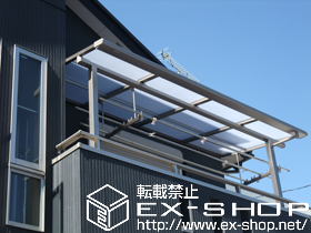のバルコニー・ベランダ屋根 ライザーテラスII F型 単体 屋根タイプ 積雪〜20cm対応+吊り下げ式物干し 施工例