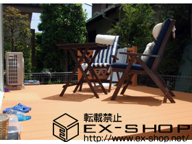 のウッドデッキ リウッドデッキII 単体＋リウッドステップ4型 Sタイプ（2段）＋リウッドデッキフェンス2型 ラチス格子 施工例