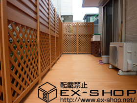 のウッドデッキ リウッドデッキＩＩ ＫＳタイプ＋スタンダードハイパーティションT190+リウッドステップ4型 Ｓタイプ 2段 施工例