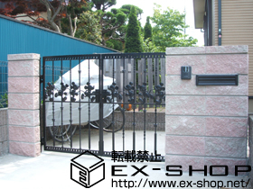 の門扉 ディズニー門扉ミッキーC型 両開き[角門柱仕様] 施工例