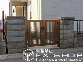 の門扉 プリレオR2型 柱使用 両開き 施工例