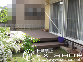 のウッドデッキ リウッドデッキII 単体＋リウッドデッキII　段床セット　片側面タイプ1段 施工例