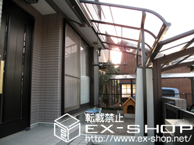 のテラス屋根 ライザーテラスII R型 単体 テラスタイプ 積雪〜20cm対応＋吊下げ式物干し ワイド・ロング 2本入 施工例