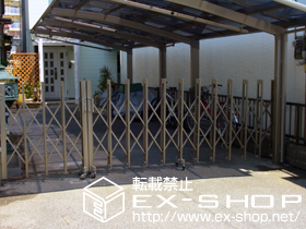 のカーゲート アルシャインL型Aタイプ ノンレール 両開き 親子仕様 施工例