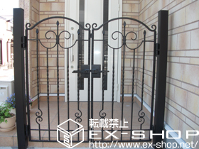 の門扉 トラディシオン門扉1型 両開き 門柱使用 施工例