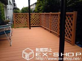 のウッドデッキ リウッドデッキII 単体＋リウッドデッキフェンス2型 ラチス格子 施工例