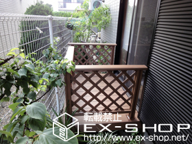 のウッドデッキ リコステージII  単体＋デッキフェンス フラットラチス粗目 施工例