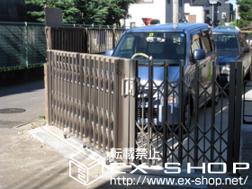 のカーゲート アルシャインPG型R Aタイプ センターレール 両開き角地タイプ 施工例