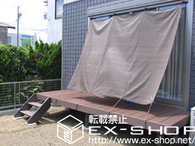 のウッドデッキ リコステージII 単体＋ステップ　2段 施工例