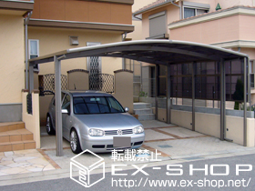 のカーポート カーブポートシグマIII ワイド 積雪〜20cm対応＋サイドパネル 2段H500＋800 ロング柱23用 施工例