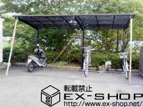 のサイクルポート・駐輪場 カーブパークシグマIII ワイド 積雪〜30cm対応　オープンタイプ
幅=2,101mm 施工例