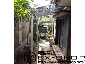 のテラス屋根 プレシオステラス R型 テラスタイプ 単体 積雪〜20ｃｍ対応+吊下げ物干し 標準 2本入り 施工例