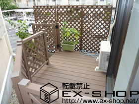 のウッドデッキ リウッドデッキII ワイド 単体+リウッドデッキ門扉2型+デッキフェンス2型 施工例