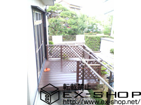 のウッドデッキ リコステージII 単体＋デッキフェンス フラットラチスパネル［密目タイプ］ 施工例