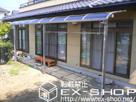 のテラス屋根 プレシオステラス R型 テラスタイプ 連棟 積雪〜20cm対応+吊り下げ物干し 標準 2本入り 施工例