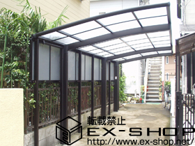 のカーポート カーブポートシグマIII 延長 積雪〜20cm対応+サイドパネル 1段 H800 57+14タイプ用 ロング柱23用 施工例