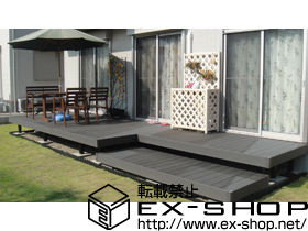 のウッドデッキ リウッドデッキII 出幅違い連棟+独立式リウッドステップ 施工例