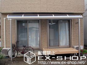 のテラス屋根 ヴェクターテラス R型 テラスタイプ 単体 積雪〜20cm対応＋吊り下げ物干し　標準2本入り 施工例