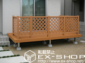 のウッドデッキ リウッドデッキII 単体+リウッドデッキフェンス2型 ラチス格子 施工例