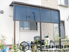 のテラス屋根 プレシオステラス R型 テラスタイプ 単体　積雪〜20cm対応+前面パネル　1段　H1,000 施工例