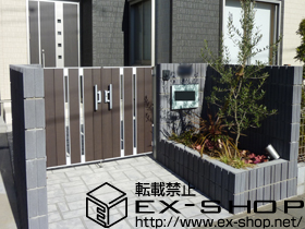 の門扉 ライフモダンII SA型 両開き 柱使用 施工例