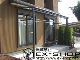 のテラス屋根 ライザーテラスII F型 テラスタイプ 単体 積雪〜20cm対応+吊下げ物干し ワイド 標準タイプ 2本入り 施工例