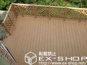 のウッドデッキ リウッドデッキII 連棟+リウッドデッキフェンス2型 ラチス格子+リウッドステップ4型 Sタイプ2段×2セット 施工例